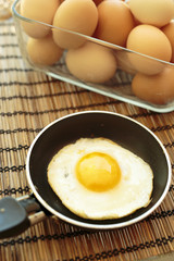 Fried egg in a small pan