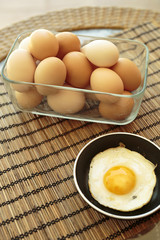 Fried egg in a small pan