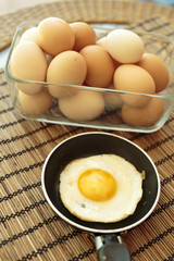 Fried egg in a small pan