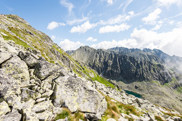 rocky mountain landscape covered with clouds