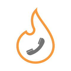 Isolated line art flame icon with a phone