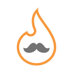 Isolated line art flame icon with a moustache