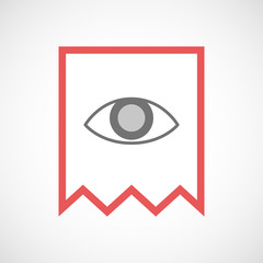 Isolated line art ribbon icon with an eye