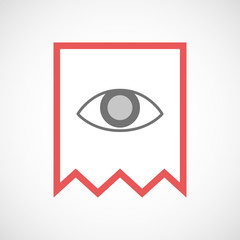 Isolated line art ribbon icon with an eye