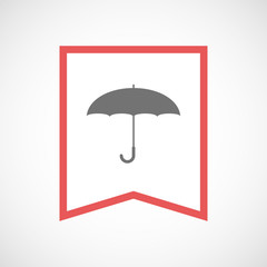 Isolated line art ribbon icon with an umbrella