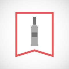 Isolated line art ribbon icon with a bottle of wine