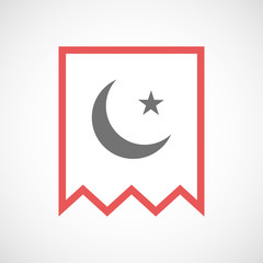 Isolated line art ribbon icon with an islam sign