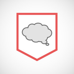 Isolated line art ribbon icon with a comic cloud balloon