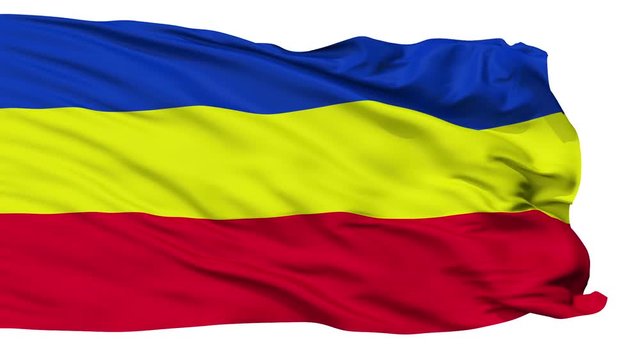 Khmers Kampuchea-Krom Federation Micronation Flag, Isolated Realistic 3D Animation, Seamless Loop - 10 Seconds Long, Alpha Channel Included