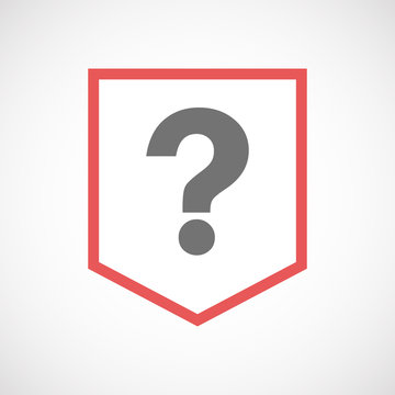 Isolated line art ribbon icon with a question sign