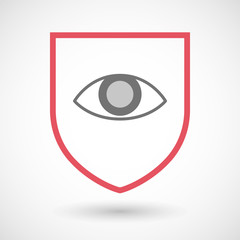 Isolated line art shield icon with an eye