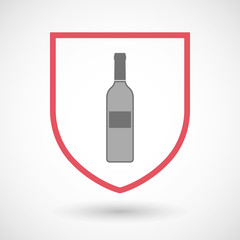 Isolated line art shield icon with a bottle of wine
