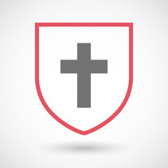 Obraz premium Isolated line art shield icon with a christian cross