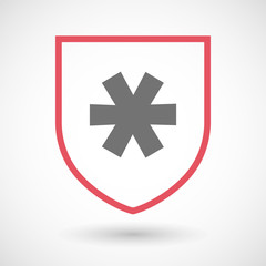 Obraz premium Isolated line art shield icon with an asterisk