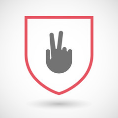 Obraz premium Isolated line art shield icon with a victory hand