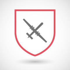 Obraz premium Isolated line art shield icon with a war drone