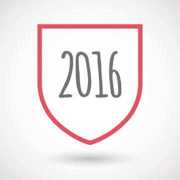 Isolated line art shield icon with a 2016 sign
