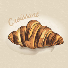 Image of a bakery product croissant. Vector illustration.