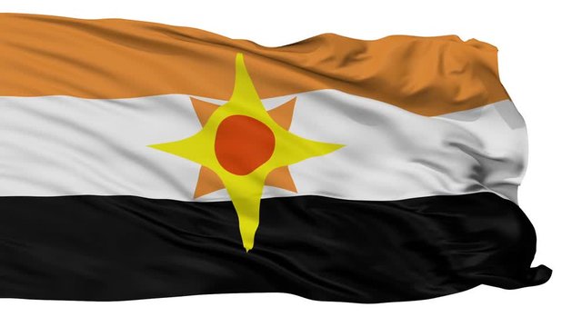 Porto Claro Micronation Flag, Isolated Realistic 3D Animation, Seamless Loop - 10 Seconds Long, Alpha Channel Included