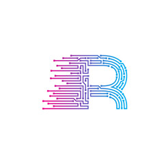 Letter R logo design template,technology,electronics,digital,logotype