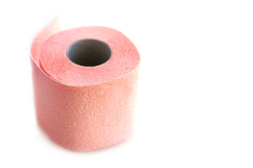 Toilet paper on white background