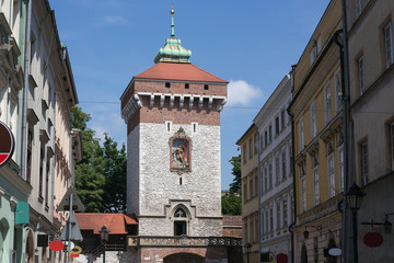 Medieval tower of the Florian Gate in Krakow, Poland.