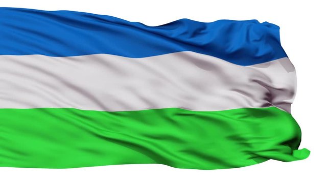 Republic of Molossia Micronation Flag, Isolated Realistic 3D Animation, Seamless Loop - 10 Seconds Long, Alpha Channel Included