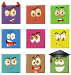 Fototapeta premium Facial expressions on squares