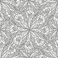 Seamless pattern of hand-drawn mandalas. Vector graphics. Monochrome range. Pattern for coloring book.