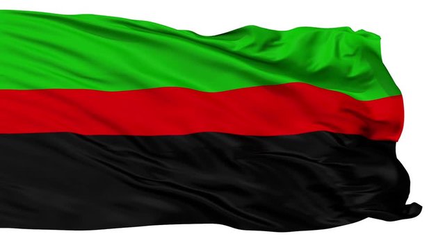 Republic of New Afrika Micronation Flag, Isolated Realistic 3D Animation, Seamless Loop - 10 Seconds Long, Alpha Channel Included