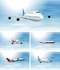 Scenes with airplane in the sky