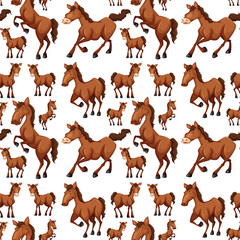 Seamless background with brown horses
