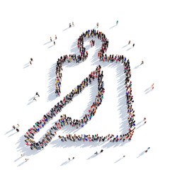 cutting board people 3D rendering