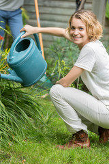 Young couple gardening
