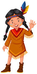 Native american indian girl waving hello