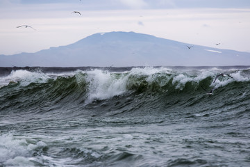 beach in stormy weather