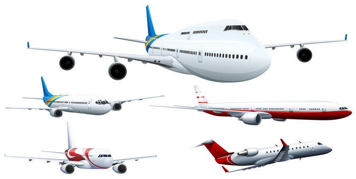 Five designs of airplanes