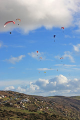 Paragliders above Freathy