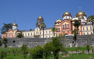 Fototapeta na wymiar New Athos the Simon the Zealot monastery - monastery located at the foot of mount Athos in Abkhazia.