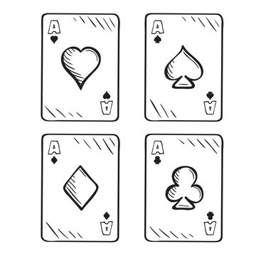 Set of sketch playing cards