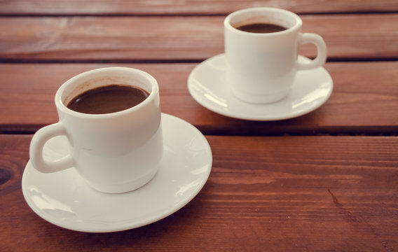 Two cups of turkish coffee on the table