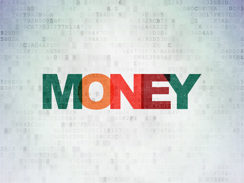 Money concept: Money on Digital Data Paper background