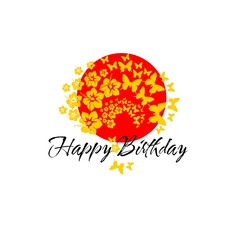 HAPPY BIRTHDAY hand lettering, handmade calligraphy, vector background