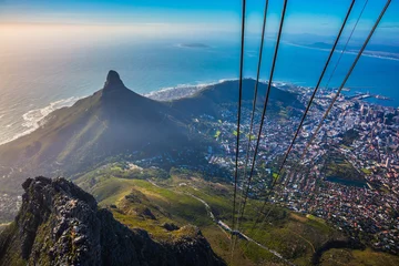 Fotobehang Tafelberg Cape Town from  cable car cabin