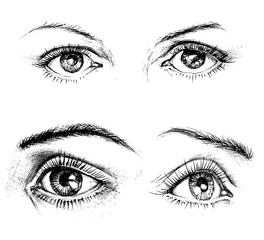 Fototapeta premium Eyes icons isolated. Carbon drawing vector set
