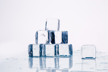 Ice cubes on table