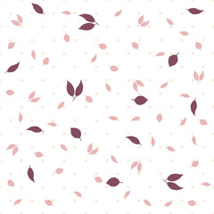 Delicate autumn vintage style background. Creative vector seamless pattern with leaves