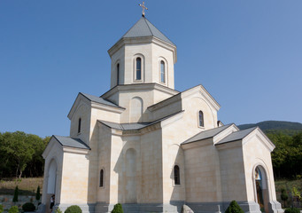 Fototapeta na wymiar The Church next to the house Museum to create a writer Ilia Chavchavadze. The village of Saguramo, Republic of Georgia