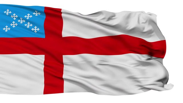 Episcopal Religious Flag, Isolated Realistic 3D Animation, Seamless Loop - 10 Seconds Long