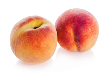 Fototapeta na wymiar Composition of fresh peaches, isolated